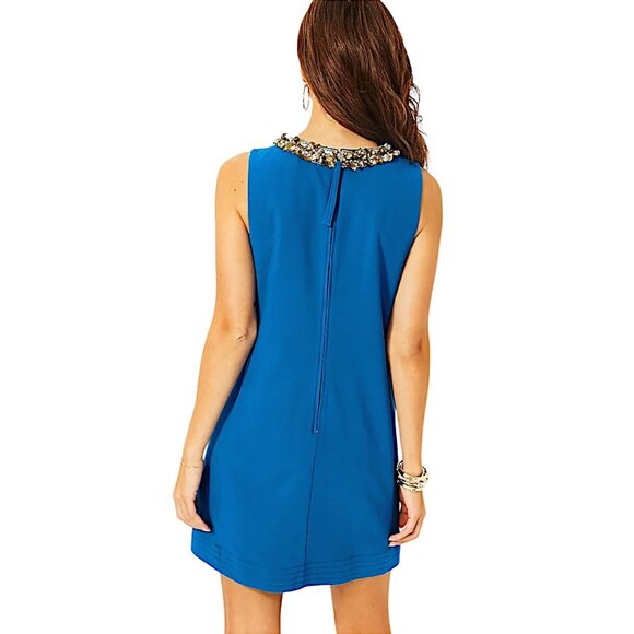 Lilly Pulitzer Edita Embellished Stretch Shift Dress in Barton Blue NWT - Size 6 - Picture 6 of 11